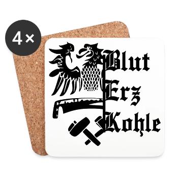 Blut Erz Kohle - Untersetzer (4er-Set) - Weiß - Vorne