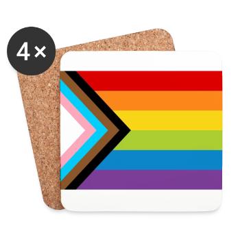 LGBT Pride Flag / Neue Regenbogen Progress Flagge - Untersetzer (4er-Set) - Weiß - Vorne