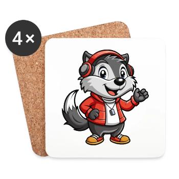 Badger Funny Cartoon Character Musique de casque - Dessous de verre (lot de 4) - blanc - Devant