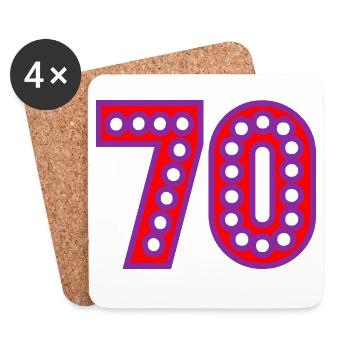70. 70 ANS. 70e ANNIVERSAIRE. ANNIVERSAIRE 70 ANS. - Dessous de verre (lot de 4) - blanc - Devant