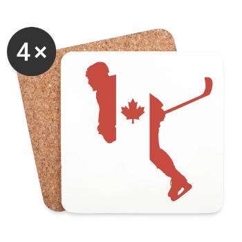 Hockeyspieler Kanada Flagge - Untersetzer (4er-Set) - Weiß - Vorne