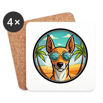 Podenco Ibizenco Hunderasse Cartoon Sonnenbrille Strand - Untersetzer (4er-Set) - Weiß - Vorne
