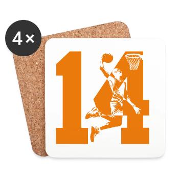 NUMÉRO 14 : 14E ANNIVERSAIRE DE BASKET-BALL - Dessous de verre (lot de 4) - blanc - Devant