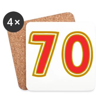 70. 70 ANS. 70e ANNIVERSAIRE. ANNIVERSAIRE 70 ANS. - Dessous de verre (lot de 4) - blanc - Devant