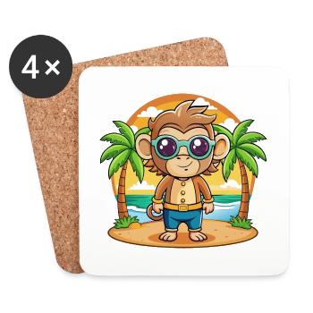 Affe Lustige Cartoon Sommer Strand Sonnenbrille - Untersetzer (4er-Set) - Weiß - Vorne