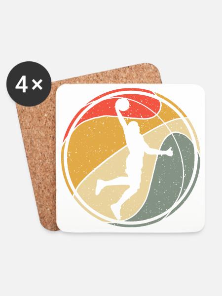 Basketball Spieler Retro Dunking Basketballer - Untersetzer (4er-Set) - Weiß