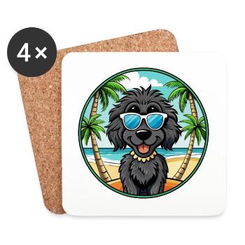 Schwarze russische Terrier Hunderasse Cartoon Sonnenbrille - Untersetzer (4er-Set) - Weiß - Vorne
