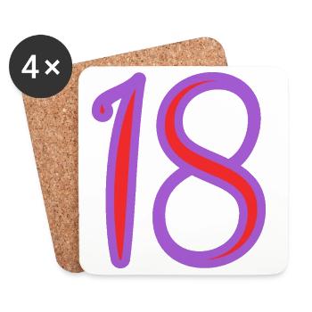 18. 18 JAHRE ALT. 18-JÄHRIGES JUBILÄUM. GEBURTSTAG 18 JAHRE. - Untersetzer (4er-Set) - Weiß - Vorne