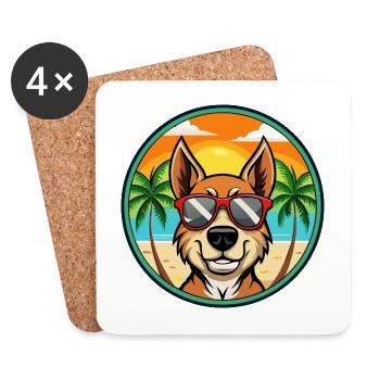 Litauischer Windhund Rasse Cartoon Sonnenbrille Strand - Untersetzer (4er-Set) - Weiß - Vorne