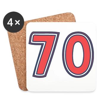 70. 70 ANS. 70e ANNIVERSAIRE. ANNIVERSAIRE 70 ANS. - Dessous de verre (lot de 4) - blanc - Devant