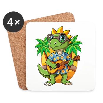Lustige Eidechse Sommer Strand Sonnenbrille Hawaiianisch - Untersetzer (4er-Set) - Weiß - Vorne