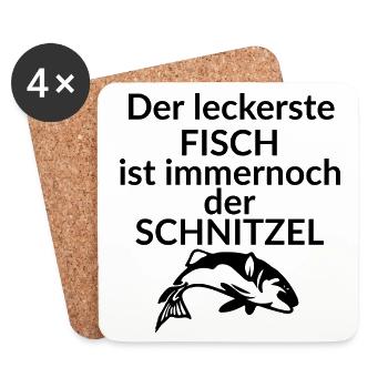 Schnitzel-Fisch - Untersetzer (4er-Set) - Weiß - Vorne