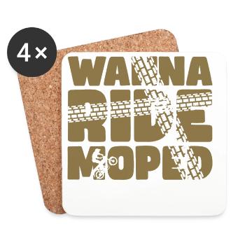 WANNA RIDE MOPED - Zweitakt Simme - Untersetzer (4er-Set) - Weiß - Vorne
