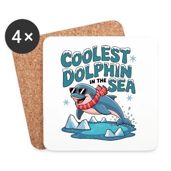 Der coolste Delfin im Meer - Untersetzer (4er-Set) - Weiß - Vorne