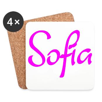 Sofia Neon-Schriftzug - Untersetzer (4er-Set) - Weiß - Vorne