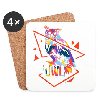 Geometrische Nachteule Jägerin - Untersetzer (4er-Set) - Weiß - Vorne