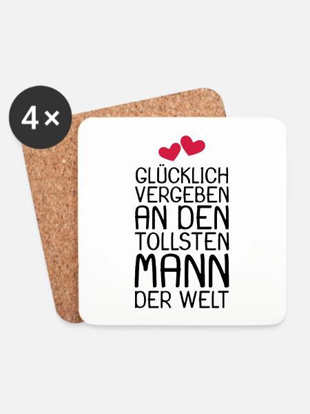 Glücklich vergeben Geschenk - Untersetzer (4er-Set) - Weiß