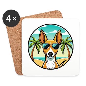 Podenco Canario Hunderasse Cartoon Sonnenbrille Strand - Untersetzer (4er-Set) - Weiß - Vorne
