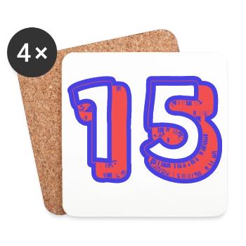 15. 15 ANS. 15e ANNIVERSAIRE. ANNIVERSAIRE 15 ANS. - Dessous de verre (lot de 4) - blanc - Devant