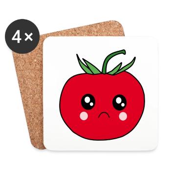 Mürrische Tomate Lustiges Geschenk Wichteln - Untersetzer (4er-Set) - Weiß - Vorne