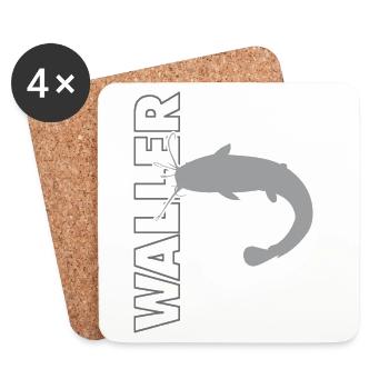 Waller fischen Nachtangeln Angler und Anglerin - Untersetzer (4er-Set) - Weiß - Vorne
