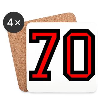 70. 70 YEARS. 70th ANNIVERSARY. 70 YEARS ANNIVERSARY. - Coasters (set of 4) - white - Front