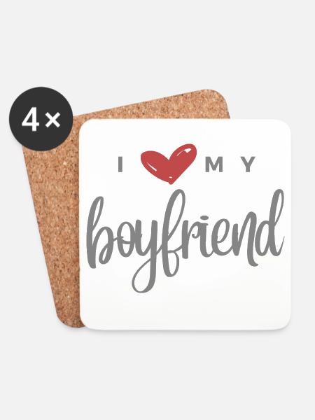 I Love My Boyfriend - Untersetzer (4er-Set) - Weiß