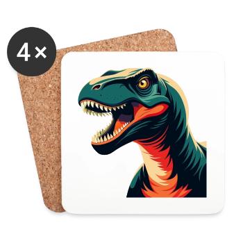 Dinosaurier Cartoon Figur Buntes Haustier Tier - Untersetzer (4er-Set) - Weiß - Vorne