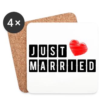 FRISCH VERHEIRATET. ICH LIEBE DICH. ICH LIEBE DICH. LIEBE. LIEBE. - Untersetzer (4er-Set) - Weiß - Vorne