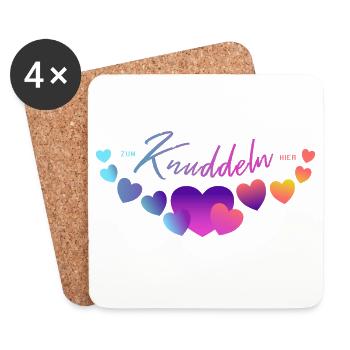 zum knuddeln kuscheln liebhaben Herzen - Untersetzer (4er-Set) - Weiß - Vorne