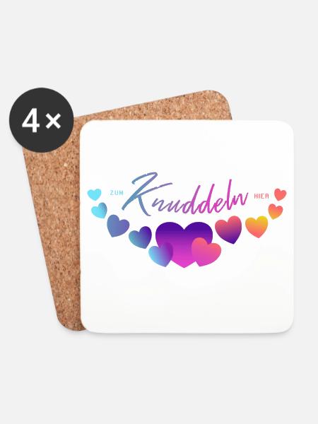 zum knuddeln kuscheln liebhaben Herzen - Untersetzer (4er-Set) - Weiß