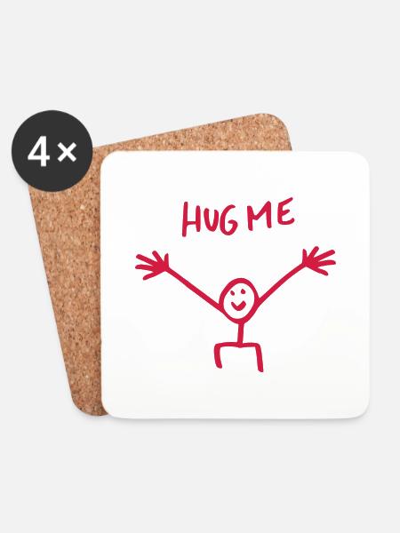 Umarme mich Umarmung Strichmännchen Geschenk - Untersetzer (4er-Set) - Weiß