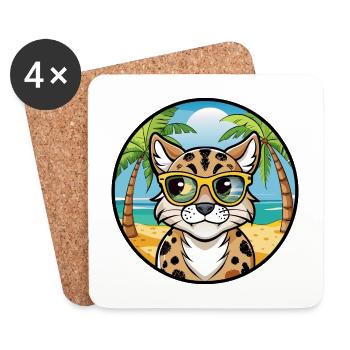Australische gefleckte Nebelkatzenrasse Cartoon Beach - Untersetzer (4er-Set) - Weiß - Vorne