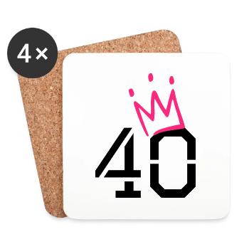 40 Krone - 40. Geburtstag - Untersetzer (4er-Set) - Weiß - Vorne