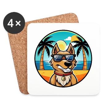 Magyar Agar Race Chien Dessin Animé Lunettes De Soleil Plage - Dessous de verre (lot de 4) - blanc - Devant