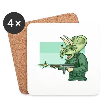 Furchtloser Triceratops Soldat - Untersetzer (4er-Set) - Weiß - Vorne