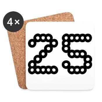 25. 25 YEARS. 25th ANNIVERSARY. 25 YEARS ANNIVERSARY. - Coasters (set of 4) - white - Front