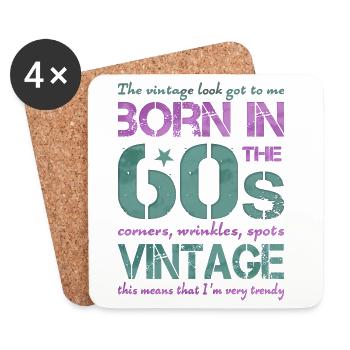 60er Sechziger 60s - Untersetzer (4er-Set) - Weiß - Vorne