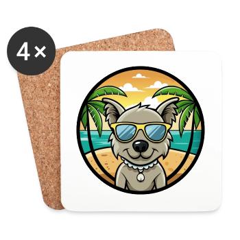 Pumi Dog Breed Cartoon Sunglasses Beach - Coasters (set of 4) - white - Front