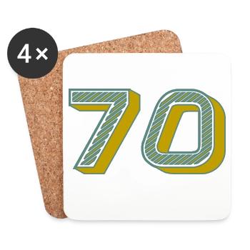70. 70 YEARS. 70th ANNIVERSARY. 70 YEARS ANNIVERSARY. - Coasters (set of 4) - white - Front