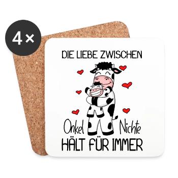 Onkel Nichte Liebe Spruch Kuh Kühe Familie - Untersetzer (4er-Set) - Weiß - Vorne