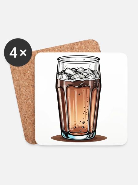 Cola-Glas - Untersetzer (4er-Set) - Weiß