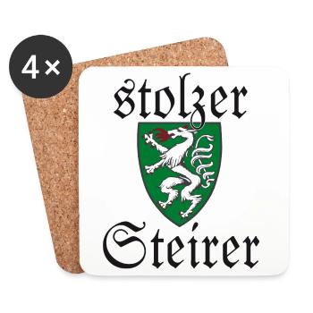 Stolzer Steirer Wappen Steiermark Spruch Geschenk - Untersetzer (4er-Set) - Weiß - Vorne