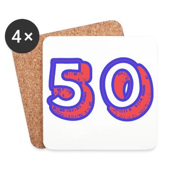 50. 50 YEARS. 50th ANNIVERSARY. 50TH ANNIVERSARY. - Coasters (set of 4) - white - Front