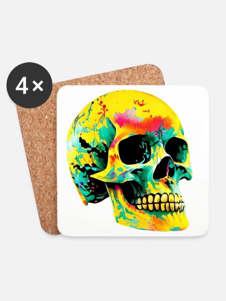 Totenkopf - Untersetzer (4er-Set) - Weiß