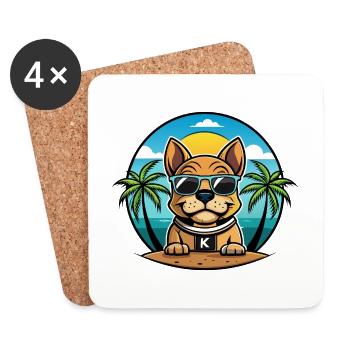 Kai Ken Hunderasse Cartoon Sonnenbrille Strand - Untersetzer (4er-Set) - Weiß - Vorne