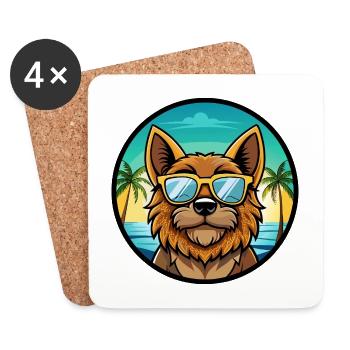 Griffon Bruxellois Hunderasse Cartoon Sonnenbrille - Untersetzer (4er-Set) - Weiß - Vorne