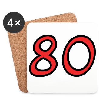 80. 80 JAHRE. 80-JÄHRIGES JUBILÄUM. 80. GEBURTSTAG. - Untersetzer (4er-Set) - Weiß - Vorne