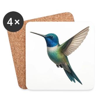 Kolibri – Leichtigkeit in Farben - Untersetzer (4er-Set) - Weiß - Vorne