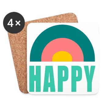 HAPPY. HAPPINESS. FREEDOM. - POSITIV. POSITIV - Untersetzer (4er-Set) - Weiß - Vorne